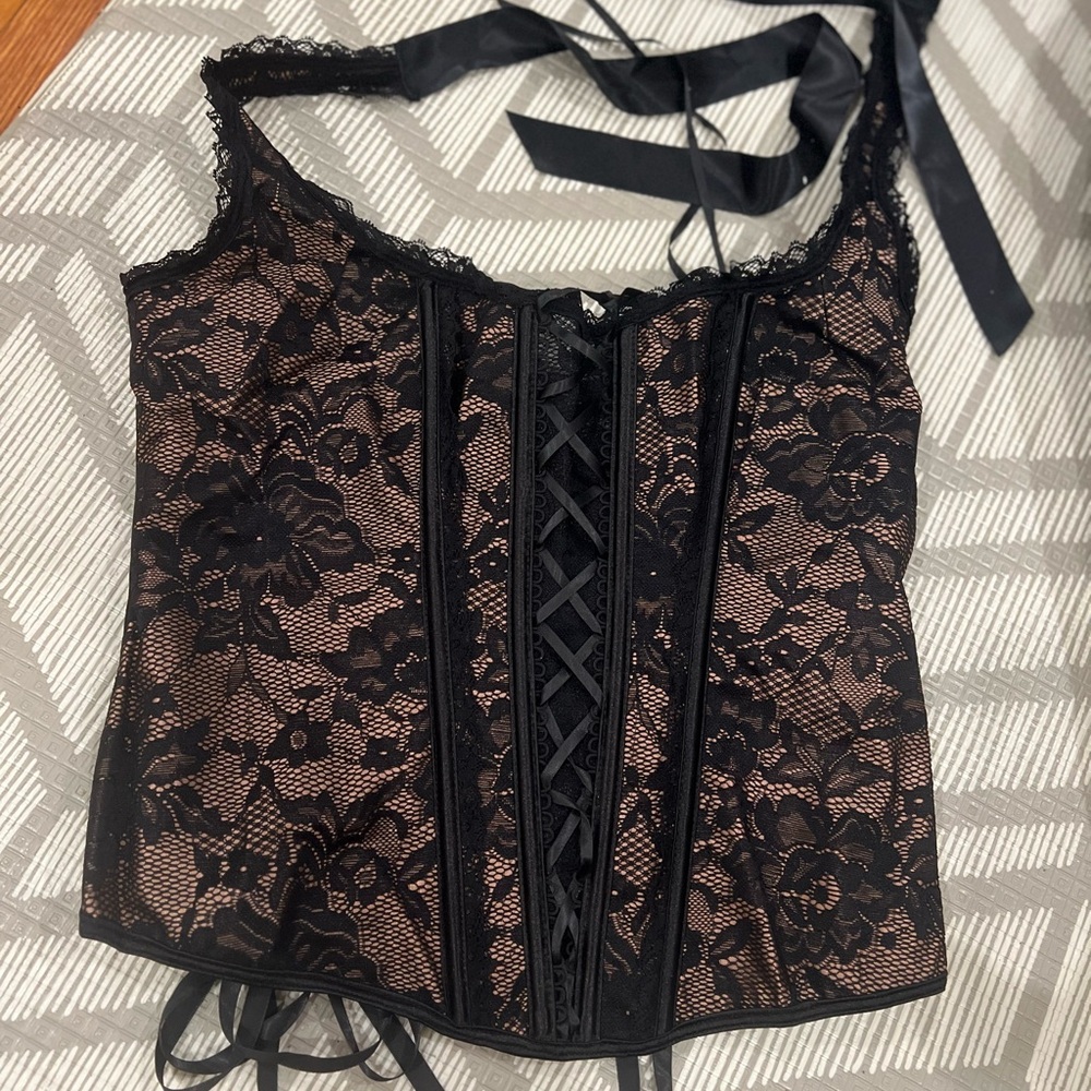 NWT Adore Me Black Lace Corset Top